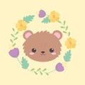 Cute bear little face animal cartoon yellow background design