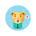 Cute bear mascot is reading a book Royalty Free Stock Photo