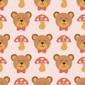 cute bear and mushroom seamless pattern Royalty Free Stock Photo