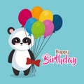 Cute bear panda with balloons helium