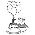 Cute bear panda sweet cake in birthday party