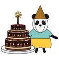 Cute bear panda sweet cake in birthday party