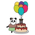 Cute bear panda sweet cake in birthday party