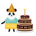 Cute bear panda sweet cake in birthday party