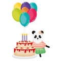 Cute bear panda sweet cake in birthday party