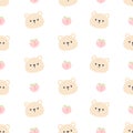 Cute bear and peach seamless pattern background