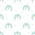 Cute bear princess seamless pattern for kids. Vector polka dot print