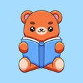 cute bear reading book cartoon mascot doodle art hand drawn concept vector kawaii icon illustration Royalty Free Stock Photo