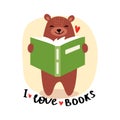 Cute bear reading book Royalty Free Stock Photo