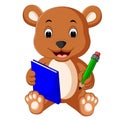 Cute bear reading book