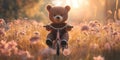 A Cute Bear Riding a Tiny Bicycle Through the Forest for Fun Whimsy and AnimalThemed Design Projects Royalty Free Stock Photo