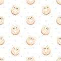 Cute bear ring donut seamless pattern background