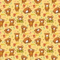 Cute bear seamless pattern