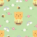 Cute Bear Seamless Pattern Green