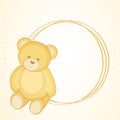 Cute bear sit with circle shape blank frame.