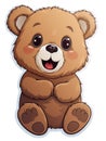Cute Bear Stickers - Super Cute Character Vinyl Sticker with White Border on White Background AI Generated
