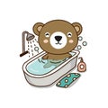 Cute bear take a bath in bathtub.Cute cartoon character