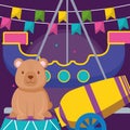 Cute bear teddy with circus items Royalty Free Stock Photo