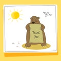 Cute bear thank you card Royalty Free Stock Photo