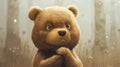 Cute Bear Thinking And Confused . Generative Ai Royalty Free Stock Photo