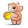 Cute bear throweing basket ball