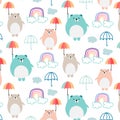 Cute Bear And Umbrella Pattern Background For Kids. Royalty Free Stock Photo