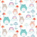 Cute Bear And Umbrella Pattern Background For Kids.