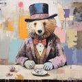 Whimsical And Surreal Modernism Painting Of A Cute Bear In South Africa