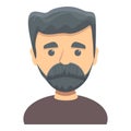 Cute bearded man icon, cartoon style