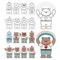 Cute bears for adults and children coloring book.