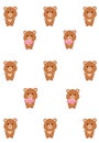 Cute bears and cakes on a white background. Print for Packaging paper with a pattern. Royalty Free Stock Photo