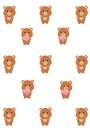 Cute bears and cakes on a white background. Print for Packaging paper with a pattern.