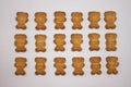 Cute bears cookies on white background. View from above, flat lay.