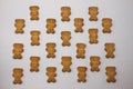 Cute bears cookies on white background. View from above, flat lay.