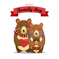 Cute bears family. Daddy Bear hugs Mommy bear and their Baby Bear. Good for Fathers Day, Mothers Day or Birthday