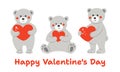 Cute bears and heart. Postcard for Valentine\'s Day. Flat style