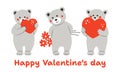 Cute bears and heart. Postcard for Valentine\'s Day. Flat style