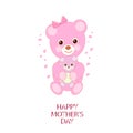 Cute bears. Mother and baby. Teddy bears Happy Mother`s day greeting card Royalty Free Stock Photo