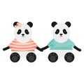 Cute bears pandas couple childish characters