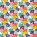 Cute Bears Vector Pattern Background. Fun Doodle.