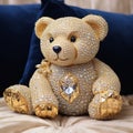 Beautiful diamond encrusted teddybear Generative AI