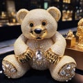 Beautiful diamond encrusted teddybear Generative AI