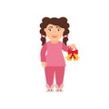 Cute,beautiful character of the girl in the pajamas. Vector illustration in flat style.