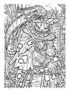 Halloween Scarecrow Scythe Adults Coloring Page Royalty Free Stock Photo
