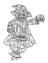 Halloween Scarecrow Standing Isolated Coloring Royalty Free Stock Photo