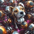 futuristic cyborg dog, metallic construction