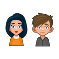 Cute Girl and Boy Avatar. Young Woman and Man Cartoon Style Userpic Royalty Free Stock Photo