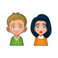 Cute Girl and Boy Avatar. Young Woman and Man Cartoon Style Userpic Royalty Free Stock Photo