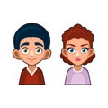 Cute Girl and Boy Avatar. Young Woman and Man Cartoon Style Userpic Royalty Free Stock Photo