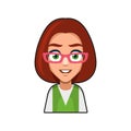 Cute Beautiful Girl with Glasses Avatar. Young Woman Cartoon Style Userpic Icon